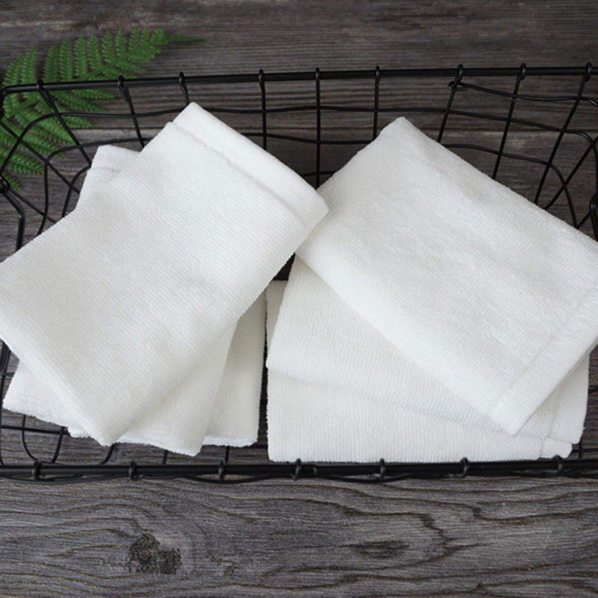 6PCS White Cotton Hotel Face Towels Thick and Soft