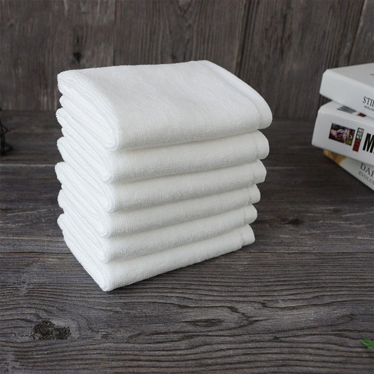 6PCS White Cotton Hotel Face Towels Thick and Soft