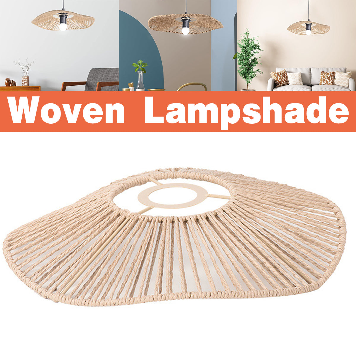 Handwoven Paper Rope Lamp Shade with Hollow Out Light Effect