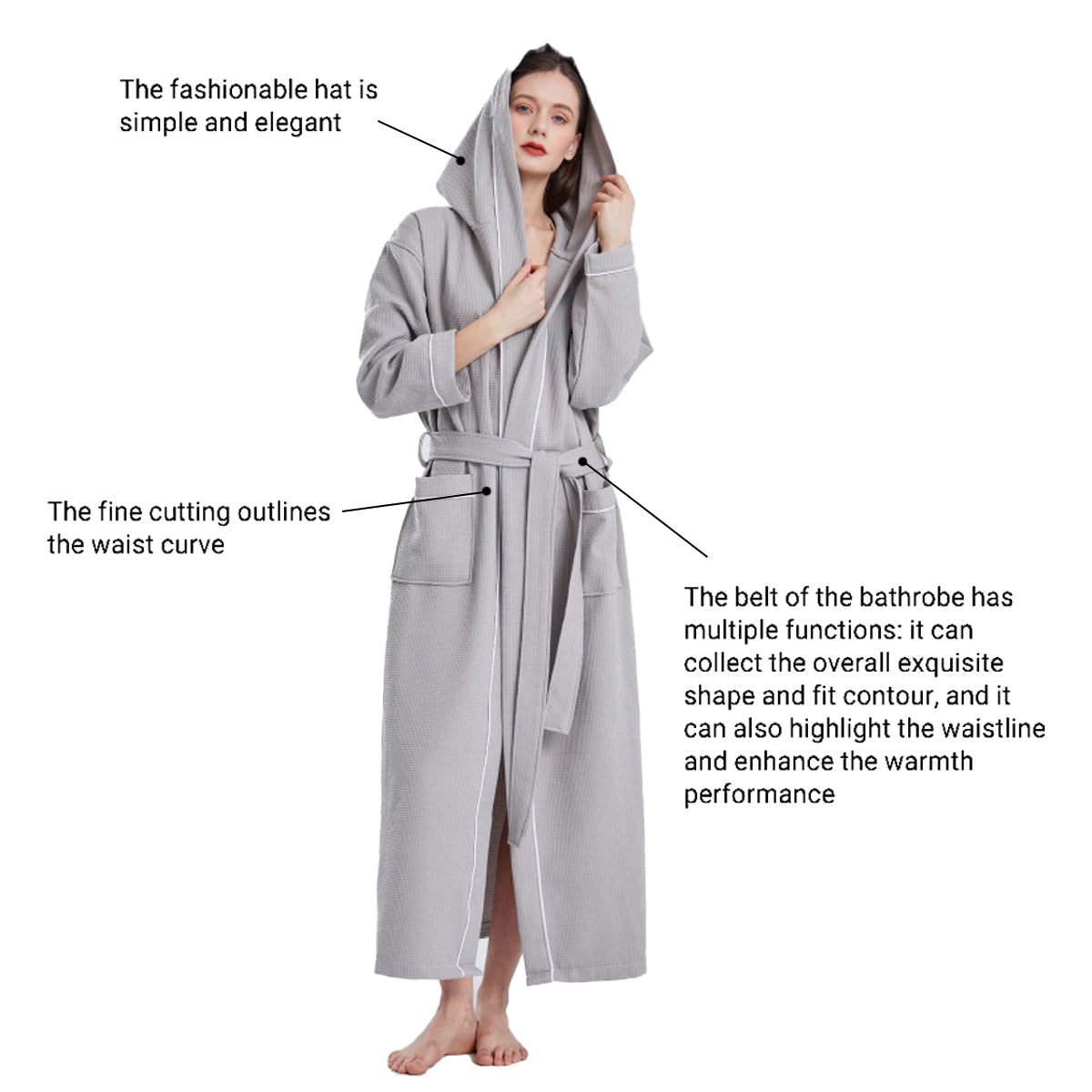 Hooded Bathrobe Quick Dry Absorbent for Daily Home and Hotel Use