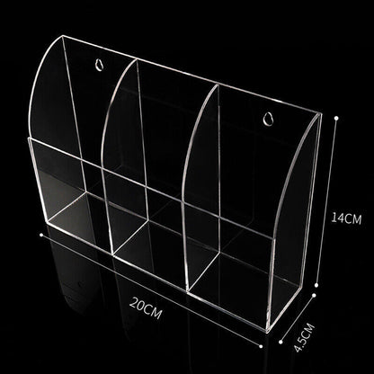 Clear Acrylic Wall Mounted Remote Control Holder Organizer